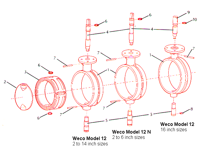 Weco Model 12 Butterfly Valve Components